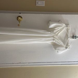 White lace maxi maternity dress slit in the middle